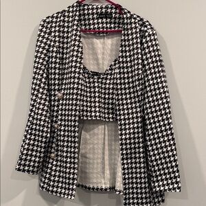 SHEIN Black and White Houndstooth Blazer and tank